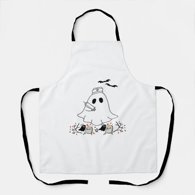 Nurse Ghost Cute Halloween Design Classic T-Shirt Apron (Front)