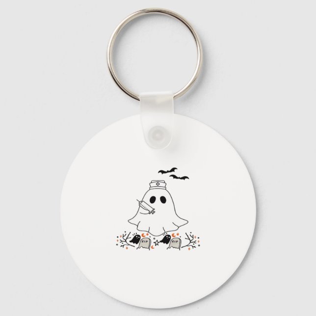Nurse Ghost Cute Halloween Design Classic T-Shirt Keychain (Front)