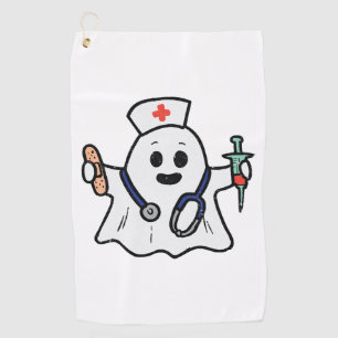 Nurse Ghost Scrub Halloween Costume For Nurses Golf Towel