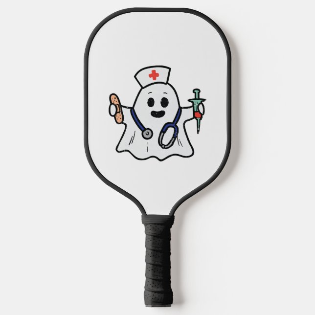 Nurse Ghost Scrub Halloween Costume For Nurses Pickleball Paddle (Front)