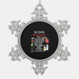 Nurse Gift 12 Days Of Nursing Snowflake Pewter Christmas Ornament