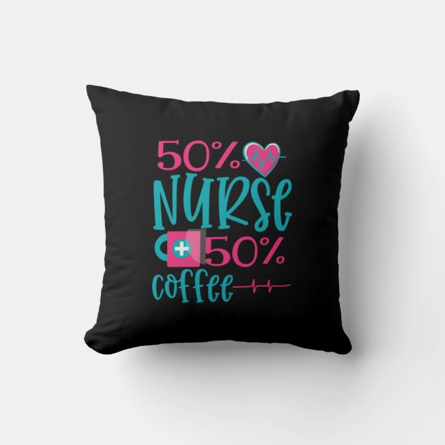 Nurse Gift | 50 Nurse 50 Coffee Throw Pillow (Front)