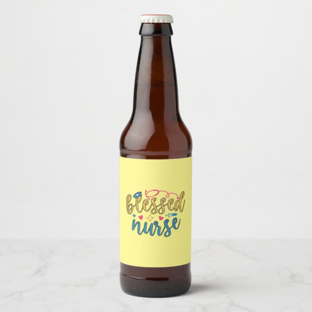Nurse Gift | Blessed Nurse Beer Bottle Label (Front)