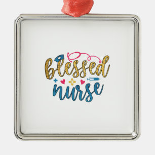 Nurse Gift Blessed Nurse Metal Ornament