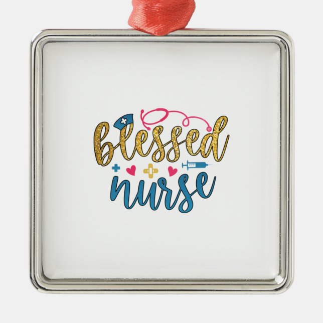 Nurse Gift | Blessed Nurse Metal Ornament (Front)