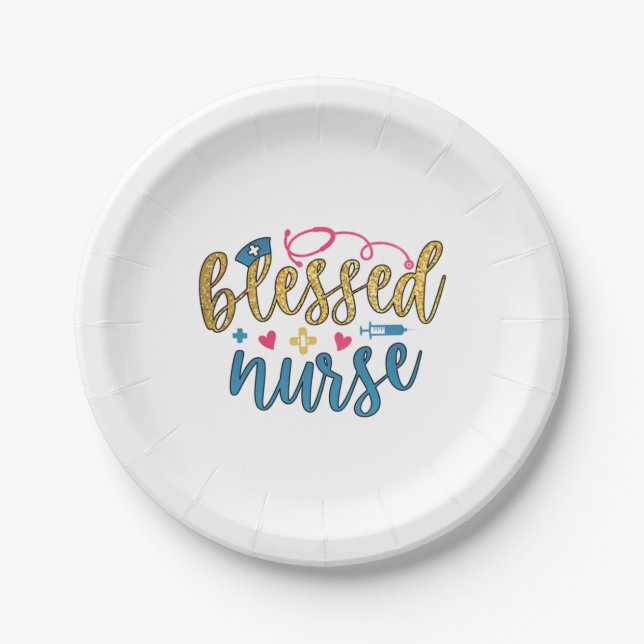 Nurse Gift | Blessed Nurse Paper Plate (Front)