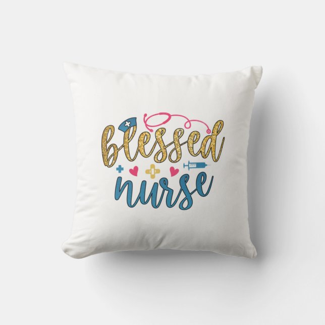Nurse Gift | Blessed Nurse Throw Pillow (Front)