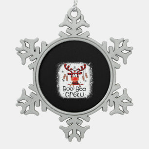 Nurse Gift Boo Boo Crew Snowflake Pewter Christmas Ornament