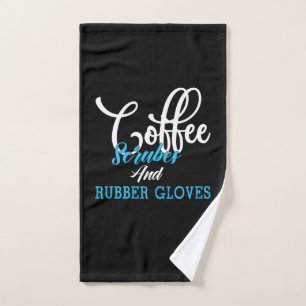 Nurse Gift Coffee Scrubes And Rubber Gloves Hand Towel