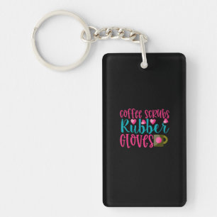 Nurse Gift   Coffee Scrubs Rubber Gloves Keychain