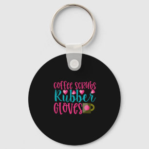 Nurse Gift Coffee Scrubs Rubber Gloves Keychain