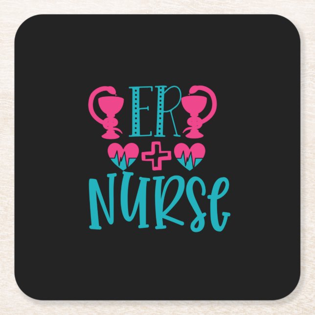 Nurse Gift Er Nurse Square Paper Coaster (Front)