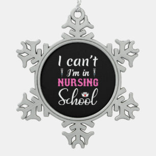 Nurse Gift I Am In Nursing School Snowflake Pewter Christmas Ornament