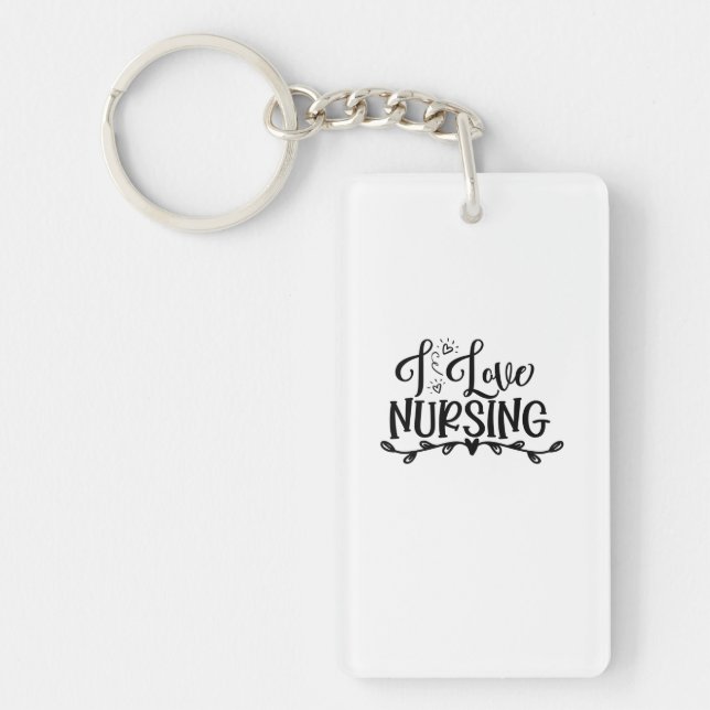 Nurse Gift I Love Nursing Keychain (Front)