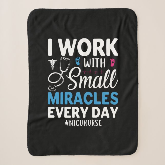 Nurse Gift | I Work With Small Sherpa Blanket (Front)