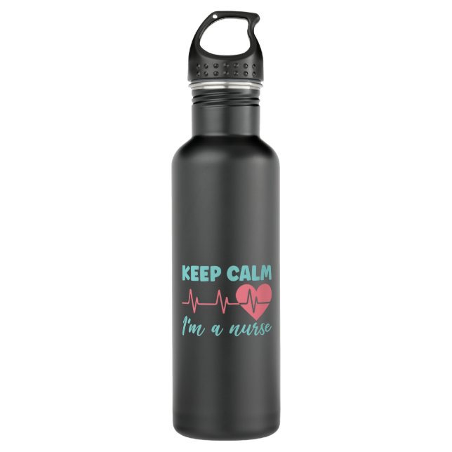 Nurse Gift | Keep Calm I Am A Nurse 710 Ml Water Bottle (Front)