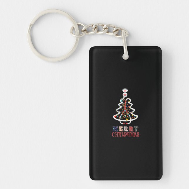 Nurse Gift Mery Christmas Keychain (Front)