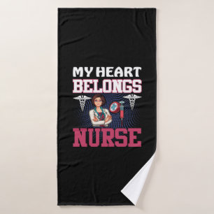 Nurse Gift My Heart Belongs Nurse Bath Towel