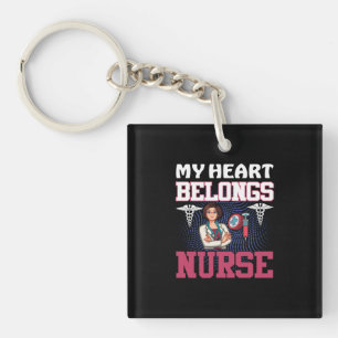 Nurse Gift My Heart Belongs Nurse Keychain