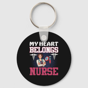 Nurse Gift My Heart Belongs Nurse Keychain