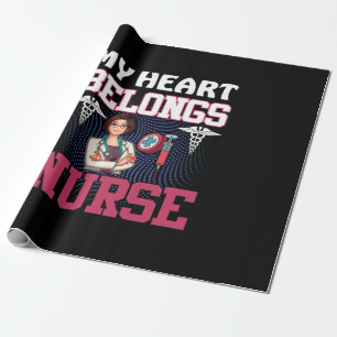 Nurse Gift   My Heart Belongs Nurse Wrapping Paper