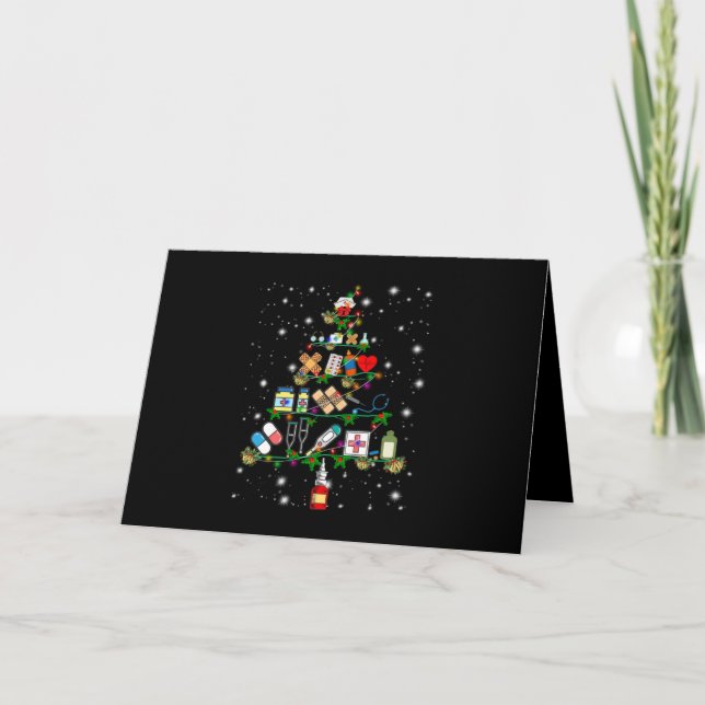 Nurse Gift | Nurse Apparatus Christmas Tree Card (Front)