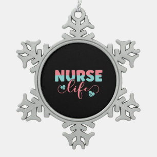 Nurse Gift Nurse Life Snowflake Pewter Christmas Ornament