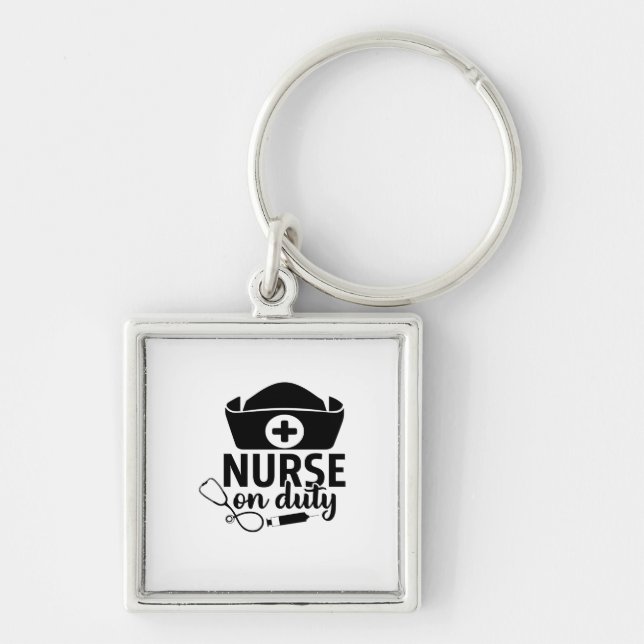 Nurse Gift Nurse On Duty Keychain (Front)