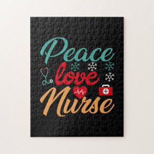 Nurse Gift Peace Love Nurse Jigsaw Puzzle