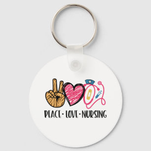 Nurse Gift Peace Love Nursing Keychain