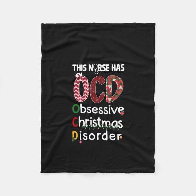 Nurse Gift This Nurse Has OCD Fleece Blanket (Front)