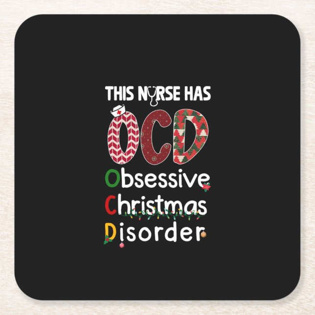 Nurse Gift This Nurse Has OCD Square Paper Coaster (Front)