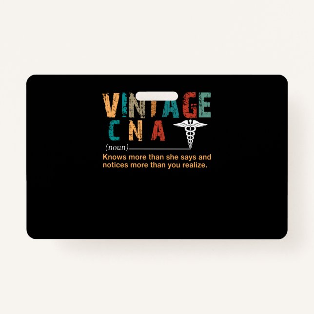 Nurse Gift | Vintage CNA Meaningful Gift Badge (Front)