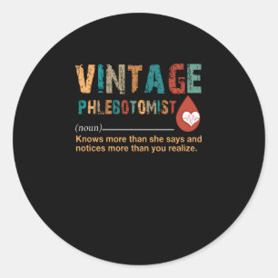 Nurse Gift Vintage Phlebotomist Beautiful Gift Classic Round Sticker