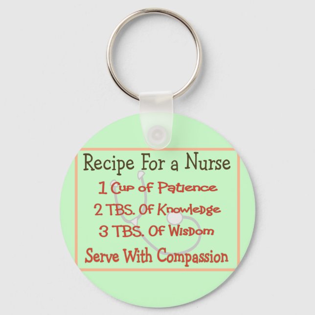 Nurse Gifts "Recipe For a Nurse" Keychain (Front)