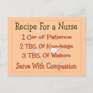 Nurse Gifts "Recipe For a Nurse" Postcard