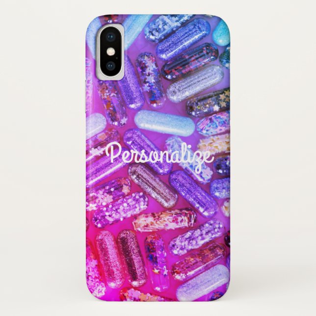 Nurse glitter look medication pink purple Case-Mate iPhone case (Back)