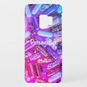 Nurse glitter medication cute purple pink pills Case-Mate samsung galaxy s9 case