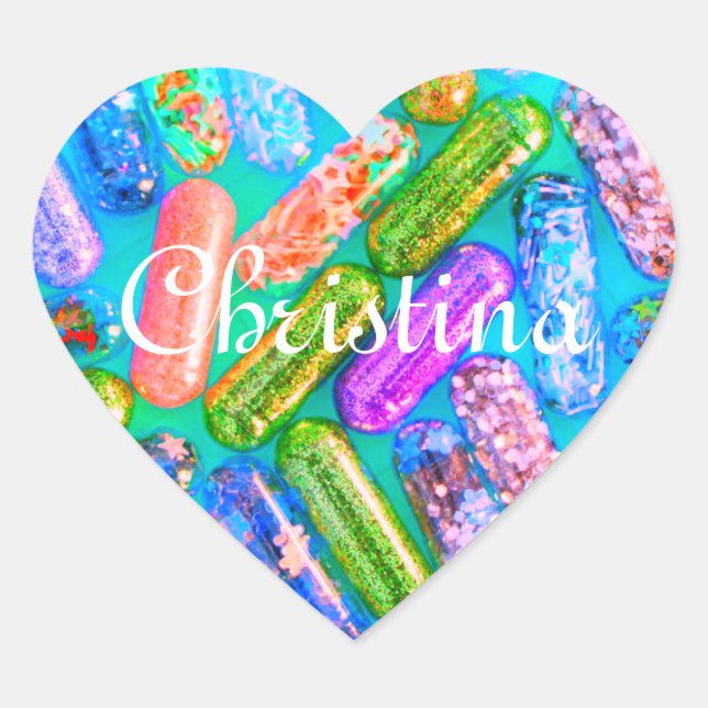 Nurse glitter medication pill colourful blue pink heart sticker (Front)