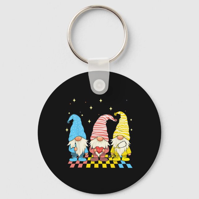 Nurse Gnomes Stethoscope Eggs Funny Easter Rn Icu  Keychain (Front)