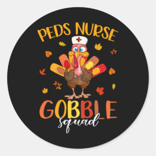 Nurse Gobble Squad Turkey Pilgrim Thanksgiving Fal Classic Round Sticker