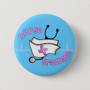 Nurse Graduate Gifts (Cap and Stethoscope Design) 2 Inch Round Button