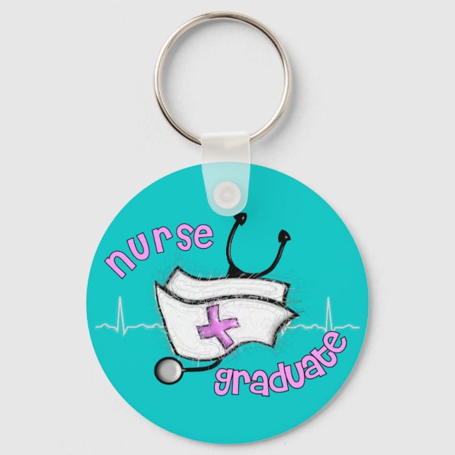 Nurse Graduate Gifts (Cap and Stethoscope Design) Keychain (Front)