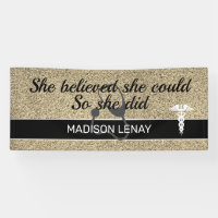 Nurse Graduate Gold Glitter She Believed She Could