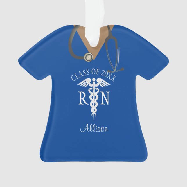 Nurse Graduate Medical Uniform Royal Blue Name Ornament (Front)