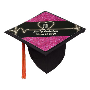 NURSE Graduate Pink Gold Glitter Personalized Fun Graduation Cap Topper