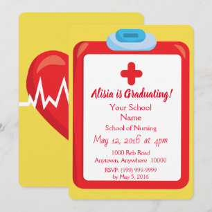 Nurse Graduate Red and Yellow Theme Invitation