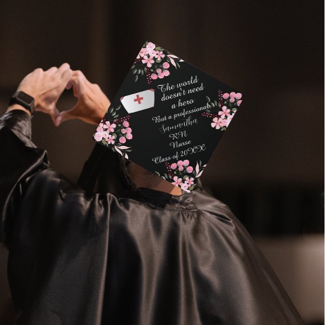 Nurse Graduation 2026  Floral Theme Personalized  Cap Topper (Creator Uploaded)