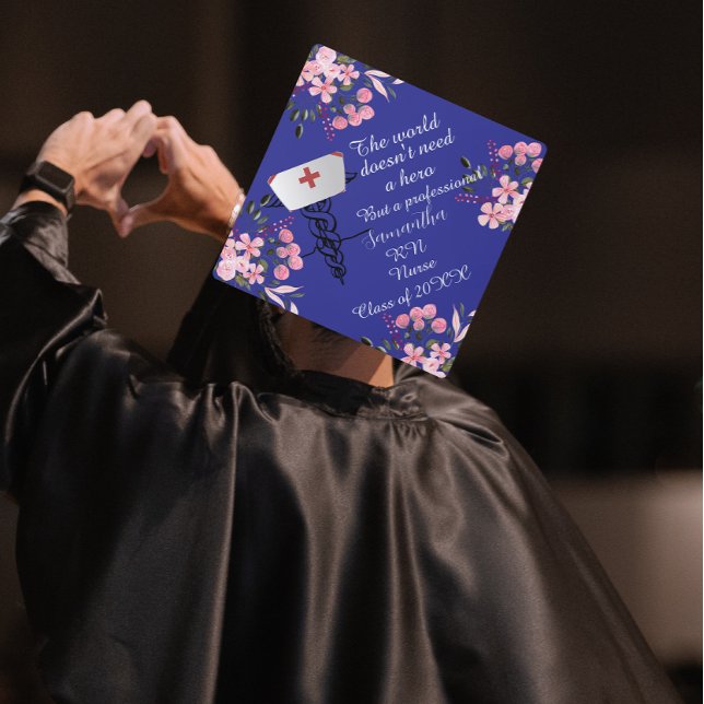 Nurse Graduation 2026  Floral Theme Personalized  Cap Topper (Creator Uploaded)