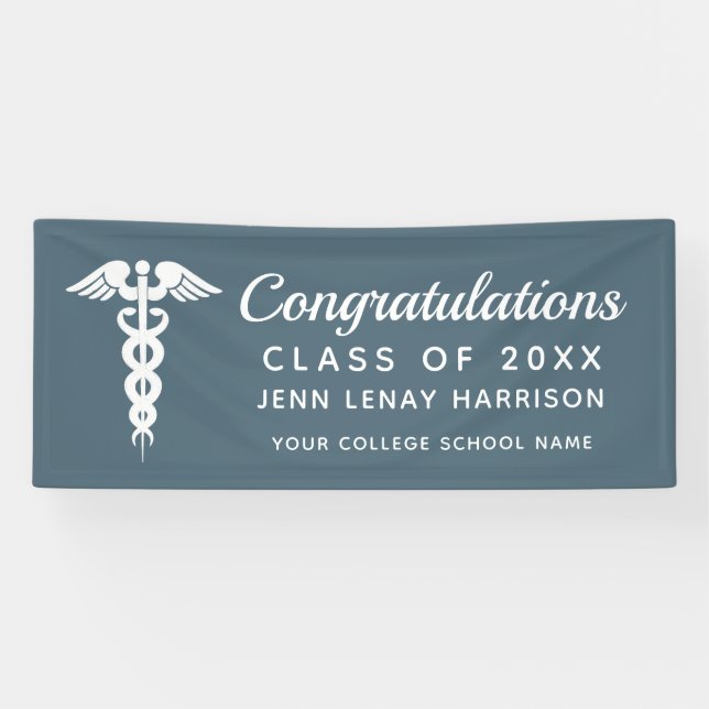 Nurse Graduation Congratulations Blue Personalized Banner (Horizontal)